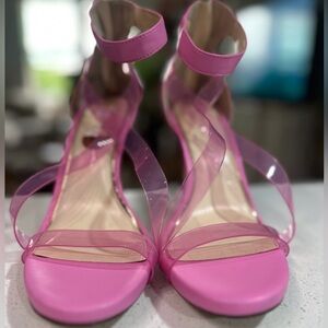 Barbie Pink Jessica Simpson Dalechi High Heel Translucent Strap Ankle Stiletto